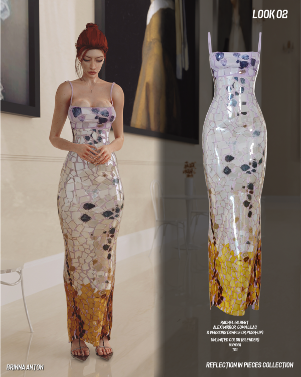 Alpha REFLECTION IN PIECES COLLECTION LOOK 01 by simsfinds - The Sims 4 Custom Content