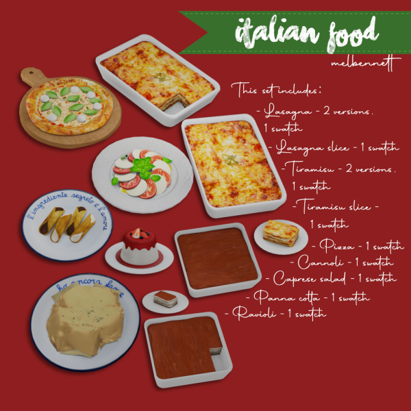 Mix Italian Food Collection by melbennett - The Sims 4 Custom Content