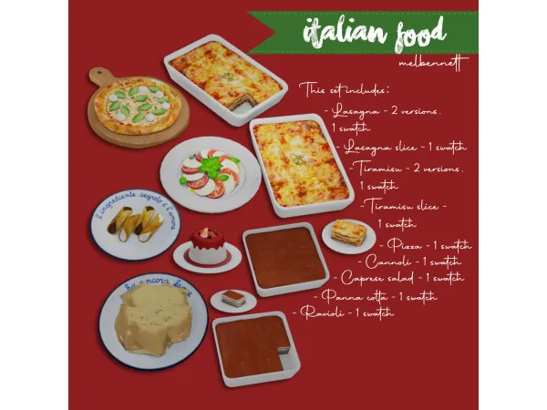 Mix Italian Food Collection - The Sims 4 Custom Content