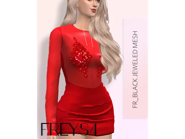 Alpha FR_BLACK JEWELED MESH - The Sims 4 Custom Content