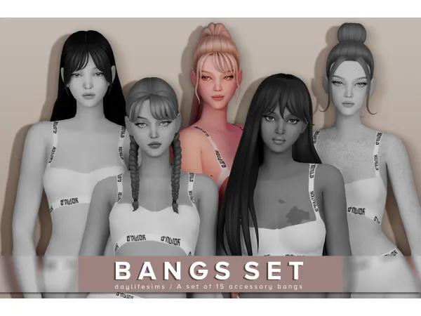 Maxis Match BANGS SET Prophecy by simsfinds - The Sims 4 Custom Content