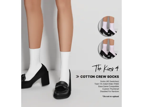 Mix Cotton Crew Socks by The Kims 4 by thekims4 - The Sims 4 Custom Content