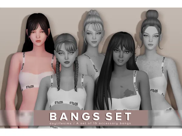 Maxis Match BANGS SET NY City by simsfinds - The Sims 4 Custom Content