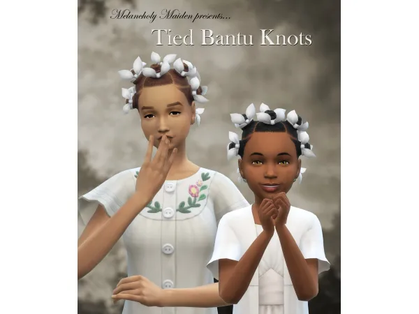 Maxis Match Advent Weekend 3 Tied Bantu Knots by melancholymaiden - The Sims 4 Custom Content