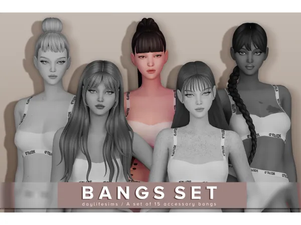 Maxis Match BANGS SET Musa by simsfinds - The Sims 4 Custom Content