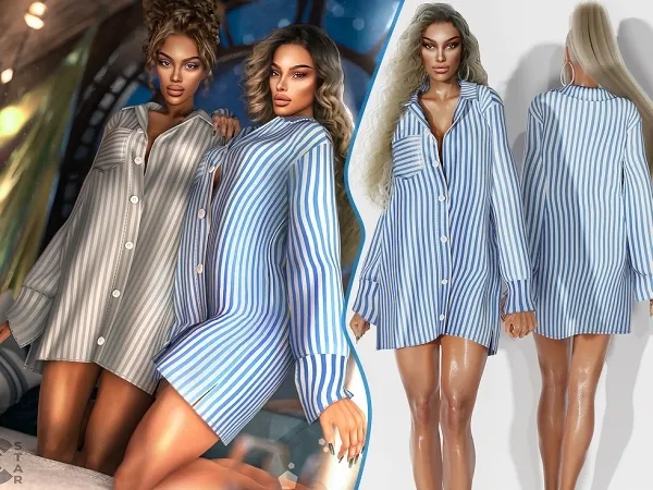 Alpha Oversized Shirt Dress cool_content_star - The Sims 4 Custom Content