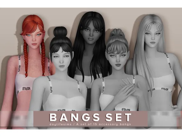 Maxis Match BANGS SET Escape by simsfinds - The Sims 4 Custom Content