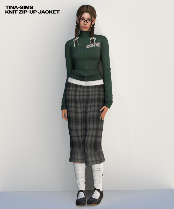 Alpha [TINA SIMS] Knit Zip up Jacket by simsfinds - The Sims 4 Custom Content