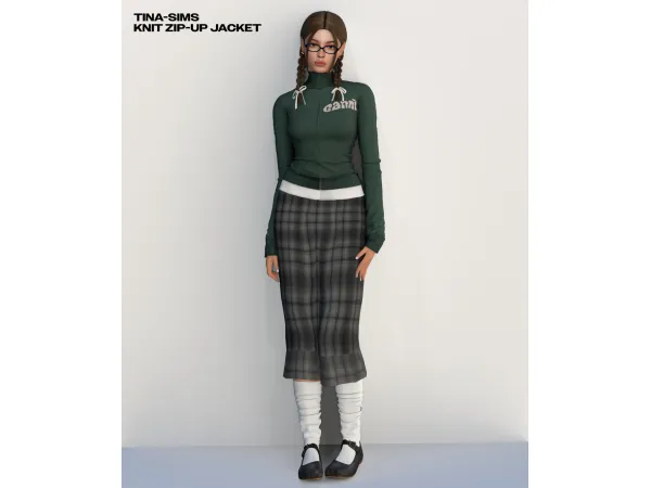 Alpha [TINA SIMS] Knit Zip up Jacket - The Sims 4 Custom Content