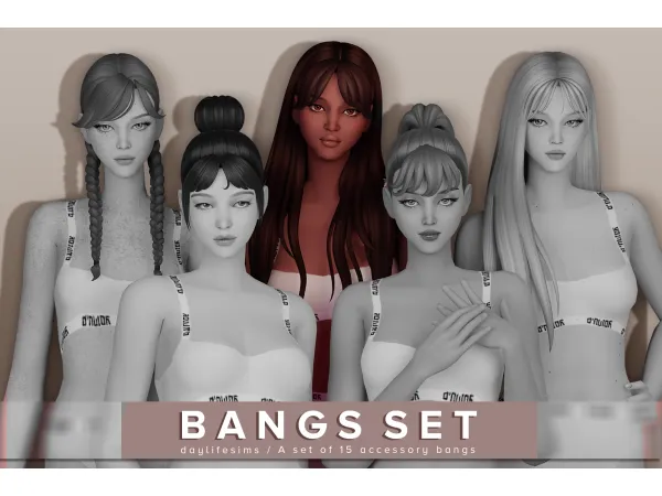 Maxis Match BANGS SET Perfect Day by simsfinds - The Sims 4 Custom Content