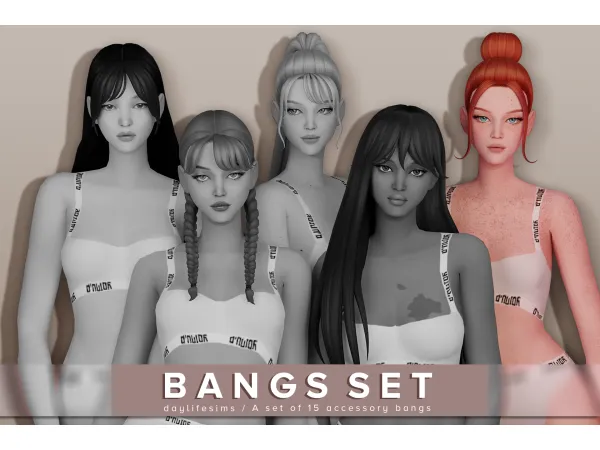Maxis Match BANGS SET Ryan by simsfinds - The Sims 4 Custom Content