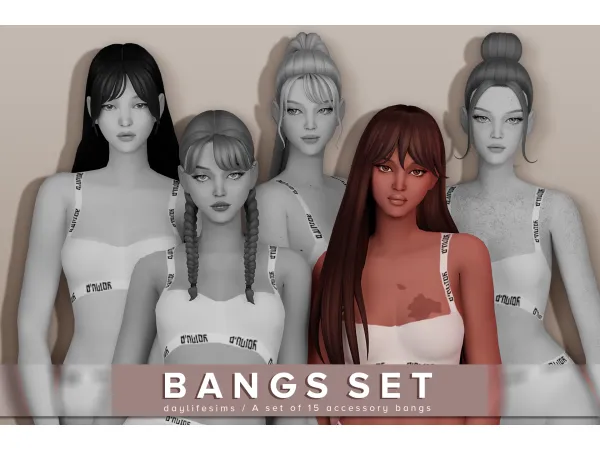 Maxis Match BANGS SET Trudy by simsfinds - The Sims 4 Custom Content