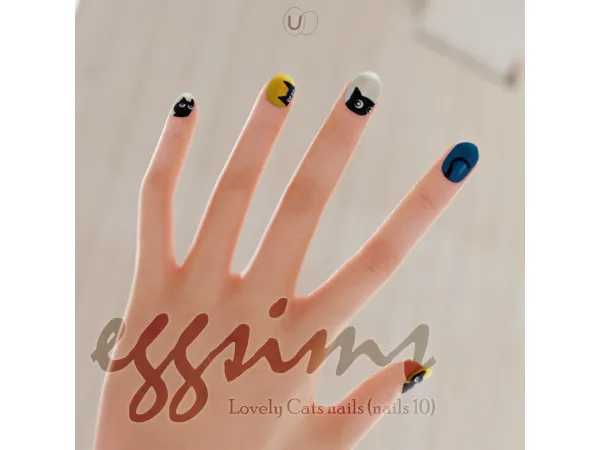 Mix [ ] Lovely Cats nails by eggsims - The Sims 4 Custom Content