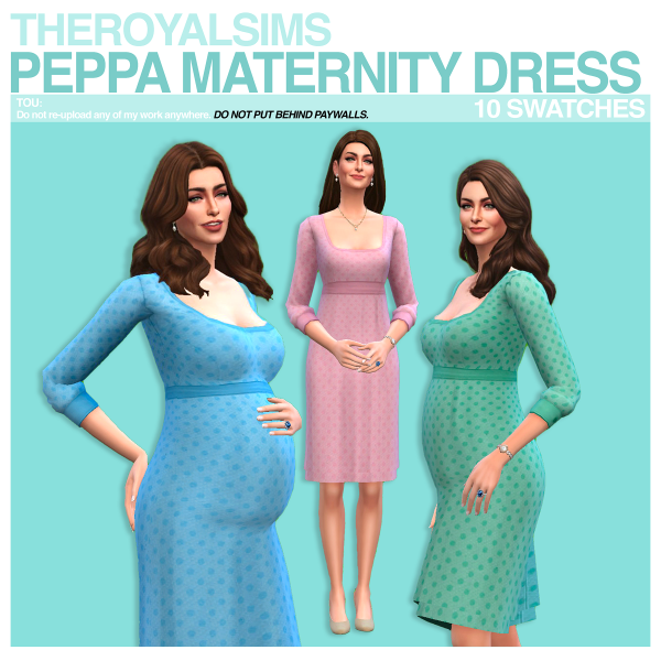 Maxis Match THEROYALSIMS PEPPA MATERNITY DRESS by simsfinds - The Sims 4 Custom Content