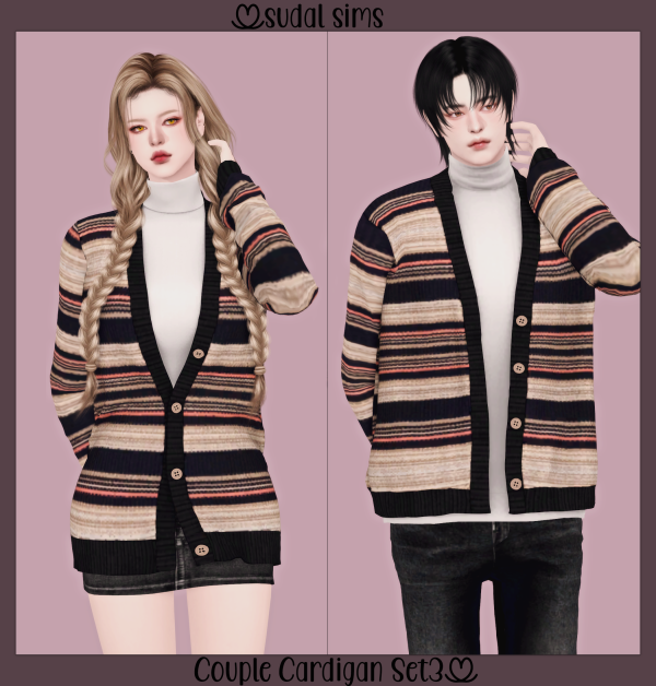 Alpha [sudal] Couple Cardigan Set3 by simsfinds - The Sims 4 Custom Content