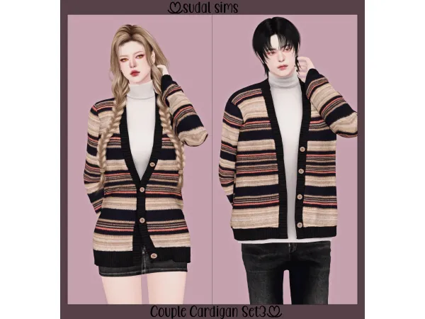 Alpha [sudal] Couple Cardigan Set3 by sudalsims - The Sims 4 Custom Content