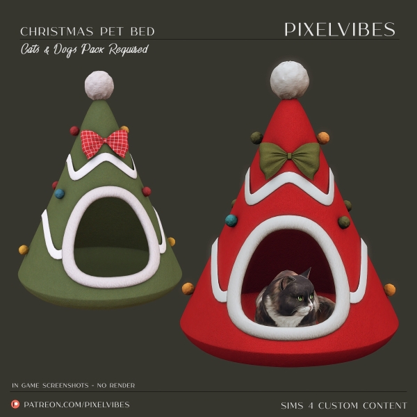 Alpha Christmas Pet Bed by pixelvibes - The Sims 4 Custom Content