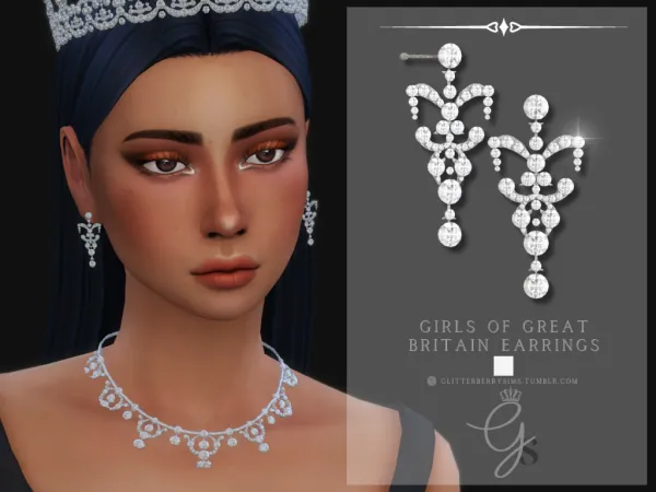 Alpha Girls of Great Britain Earrings by GlitterberryFly - The Sims 4 Custom Content