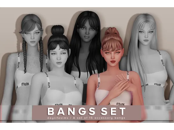 Maxis Match BANGS SET Bloom by simsfinds - The Sims 4 Custom Content