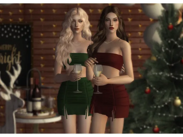 4t2 LazyEyelids Drawstring Split Hem Skirt Bandeau Crop Top (top only set) - The Sims 2 Custom Content