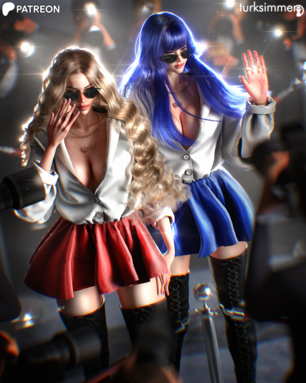 Alpha JENELLE SET Open Oversize Shirt S277 and Leather Mini Skirt S278 by daphsmods - The Sims 4 Custom Content