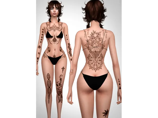 Mix Mandala Tattoos Body Jennisims by Jennifer - The Sims 4 Custom Content
