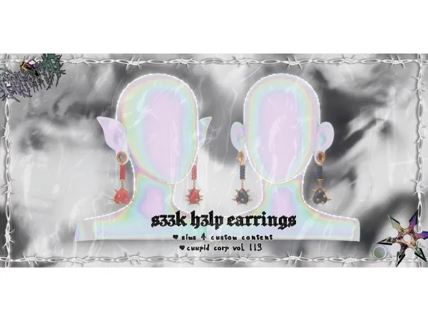 Alpha s33k h3lp earrings VENUS by cuupid - The Sims 4 Custom Content