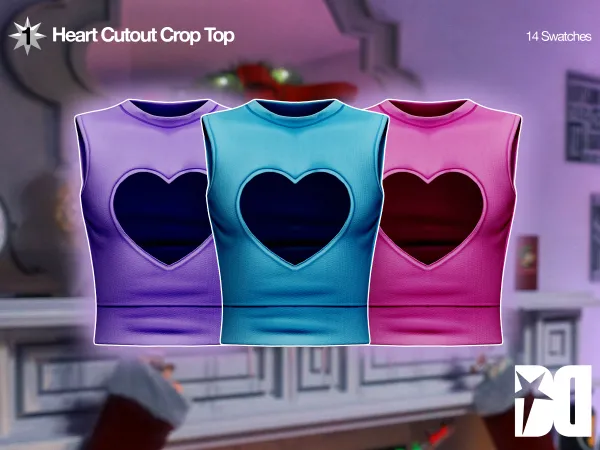 Alpha Mistletoe Set Free Gift Heart Cutout Crop Top by decvyed - The Sims 4 Custom Content