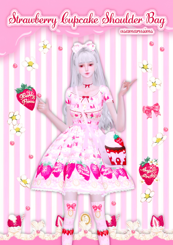 Alpha Strawberry Cupcake Shoulder Bag by simsfinds - The Sims 4 Custom Content