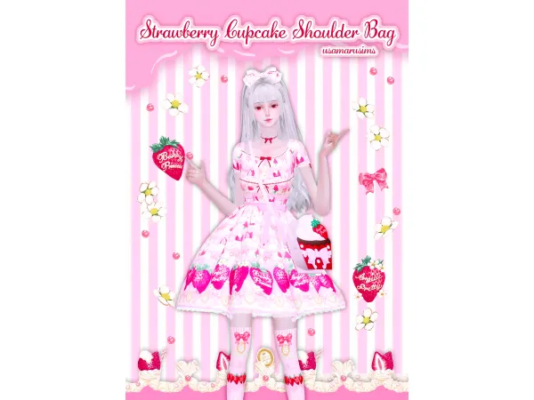Alpha Strawberry Cupcake Shoulder Bag by usamarusims - The Sims 4 Custom Content