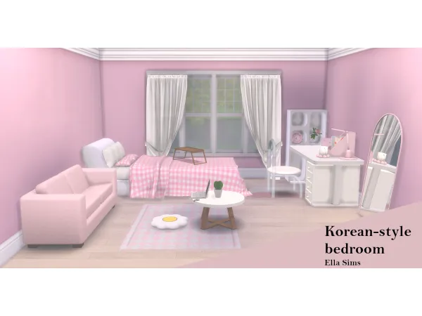 Maxis Match Korean Style Bedroom by EllaSims - The Sims 4 Custom Content