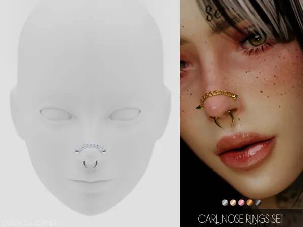Alpha Carls nose rings set - The Sims 4 Custom Content