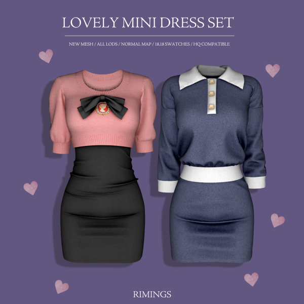 Alpha [RIMINGS] Lovely Mini Dress Set by simsfinds - The Sims 4 Custom Content
