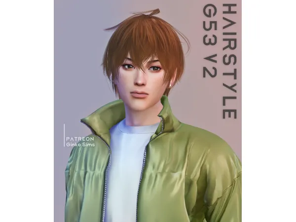 Alpha Unisex Hair G53 V2 by Ginkosims - The Sims 4 Custom Content