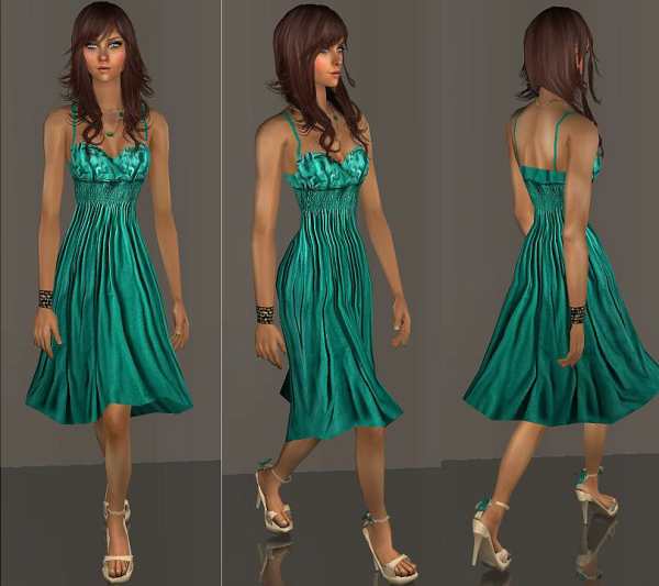 Openhouse Emerald Empire Waist Jersey Dress by simsfinds - The Sims 2 Custom Content