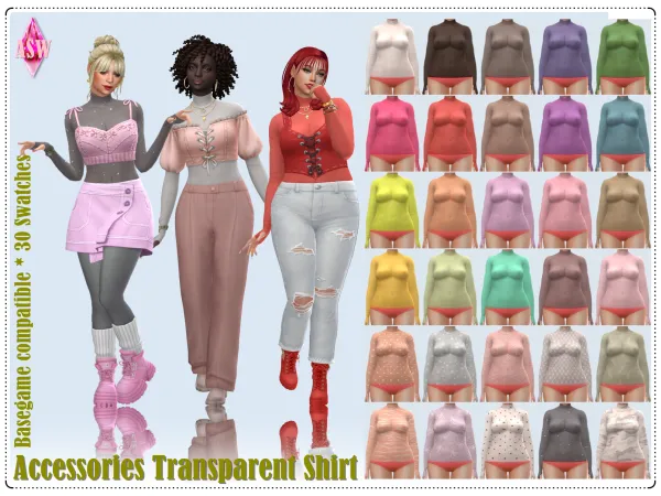 Maxis Match Accessories Transparent Shirts by AnnettsSims4Welt - The Sims 4 Custom Content