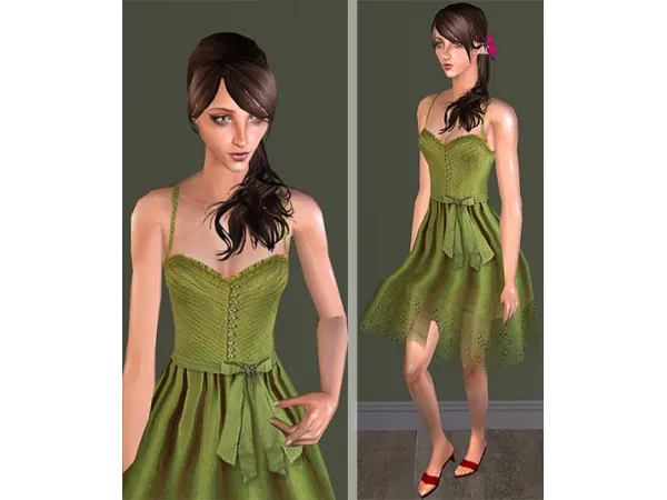 Apple Green Eye Let dress - The Sims 2 Custom Content