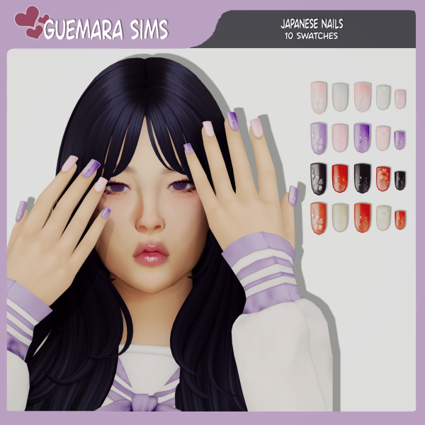 Alpha Japanese Nails (Public now) by simsfinds - The Sims 4 Custom Content