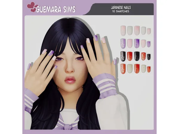 Alpha Japanese Nails (Public now) by guemarasims - The Sims 4 Custom Content