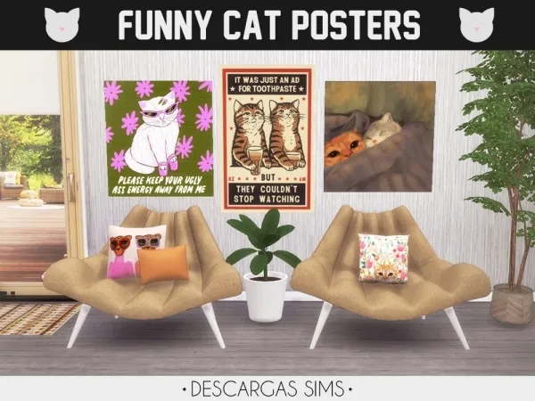 Alpha Funny Cat Posters ฅﻌฅ by descargassims - The Sims 4 Custom Content