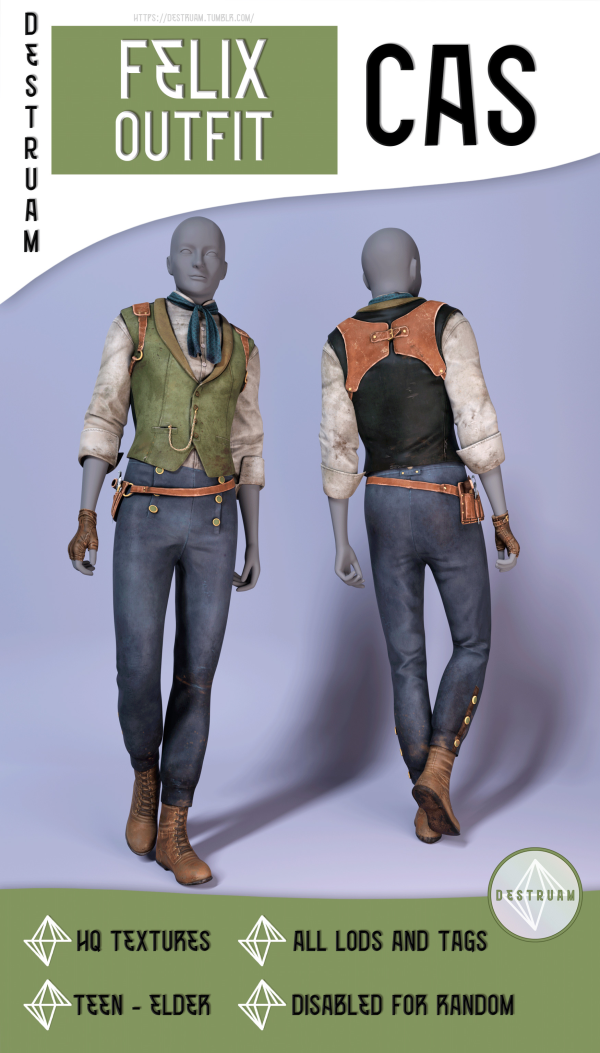 Alpha Felix outfit by simsfinds - The Sims 4 Custom Content
