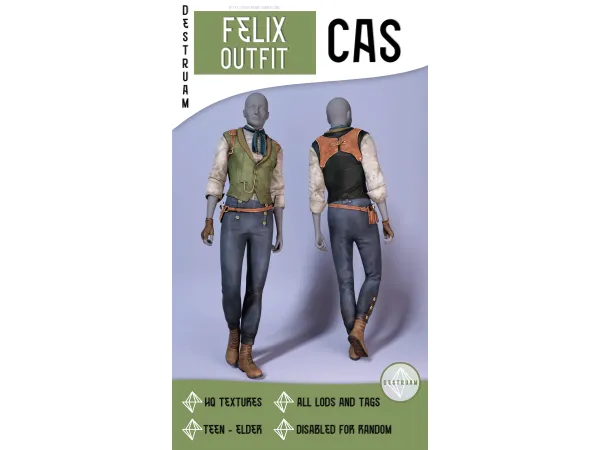 Alpha Felix outfit - The Sims 4 Custom Content