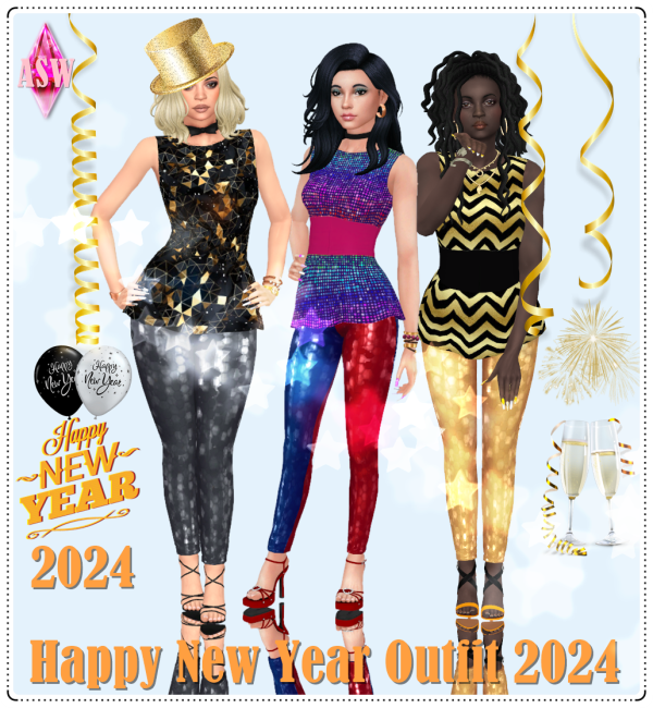Maxis Match Happy New Year Outfit 2024 by simsfinds - The Sims 4 Custom Content