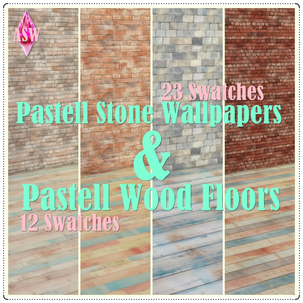 Mix Pastell Wood Floors Pastell Stone Wallpapers by simsfinds - The Sims 4 Custom Content