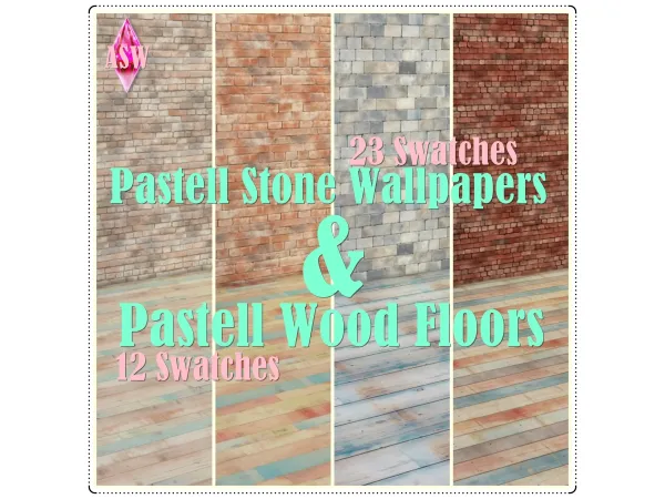Mix Pastell Wood Floors Pastell Stone Wallpapers by AnnettsSims4Welt - The Sims 4 Custom Content