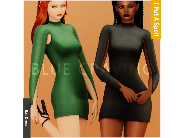 Maxis Match Blue Craving Bat Dress - The Sims 4 Custom Content