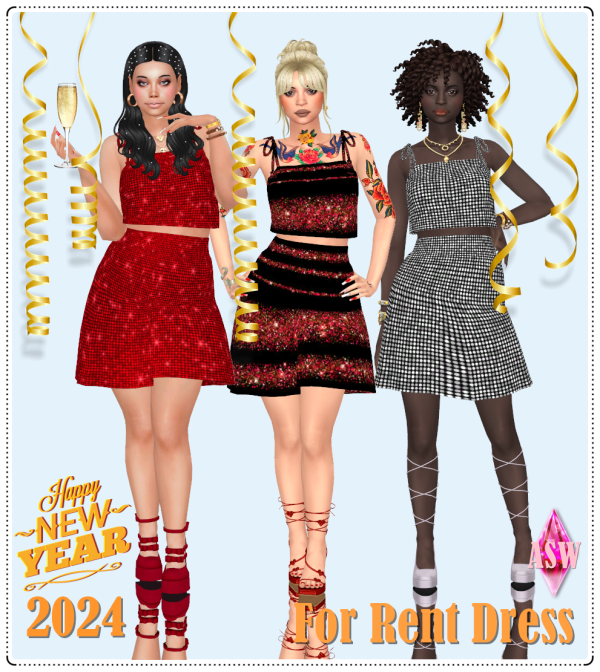 Maxis Match Happy New Year 2024 For Rent Dress by simsfinds - The Sims 4 Custom Content
