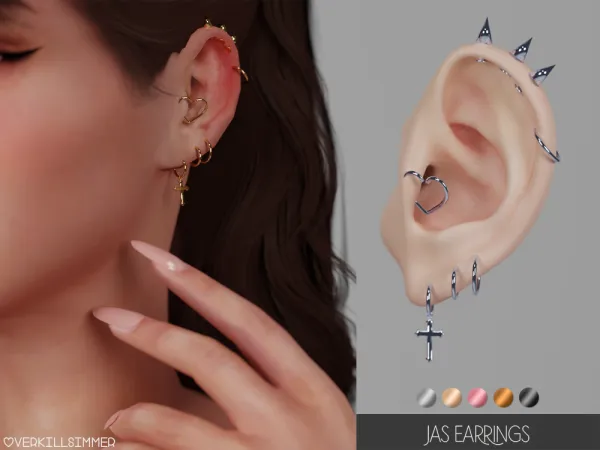 Alpha Jas earrings - The Sims 4 Custom Content