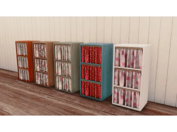Mix Cabinet w Curtain Kawaii by rrtt - The Sims 4 Custom Content