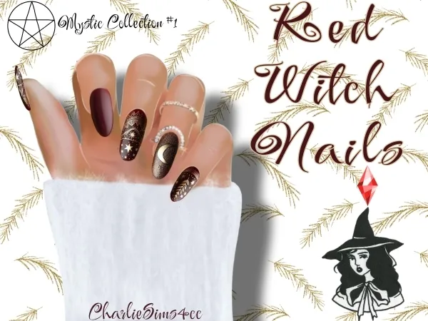 Alpha Red Witch Nails - The Sims 4 Custom Content